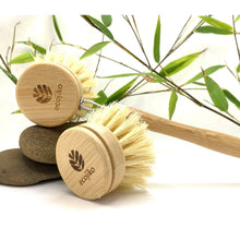 Load image into Gallery viewer, Long Handled Bamboo Dish Brush &amp; Replaceable Head

