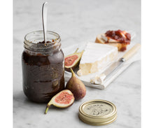 Load image into Gallery viewer, Jar of fig jam with a spoon, figs, and brie on a marble surface and a Kilner jar replacement lid | Hadley Green Home 
