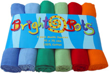 Load image into Gallery viewer, Bright bots 6 pack muslin squares Rainbow blue | Hadley Green Home
