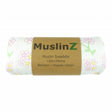 Load image into Gallery viewer, flower pattern organic cotton and bamboo new baby muslinz | Hadley Green Home
