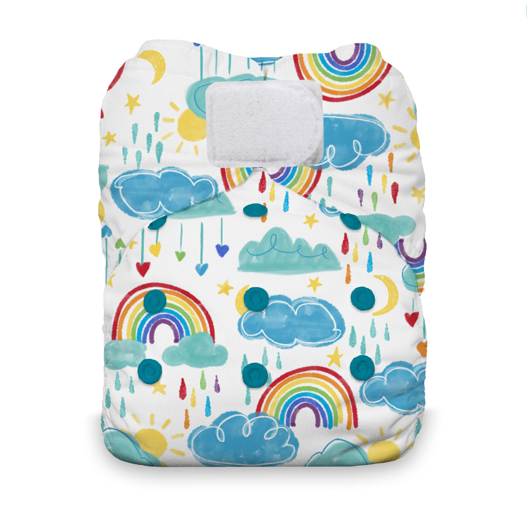 A rainbow reusable nappy by Thirsties Diapers with velcro | Hadley Green Home